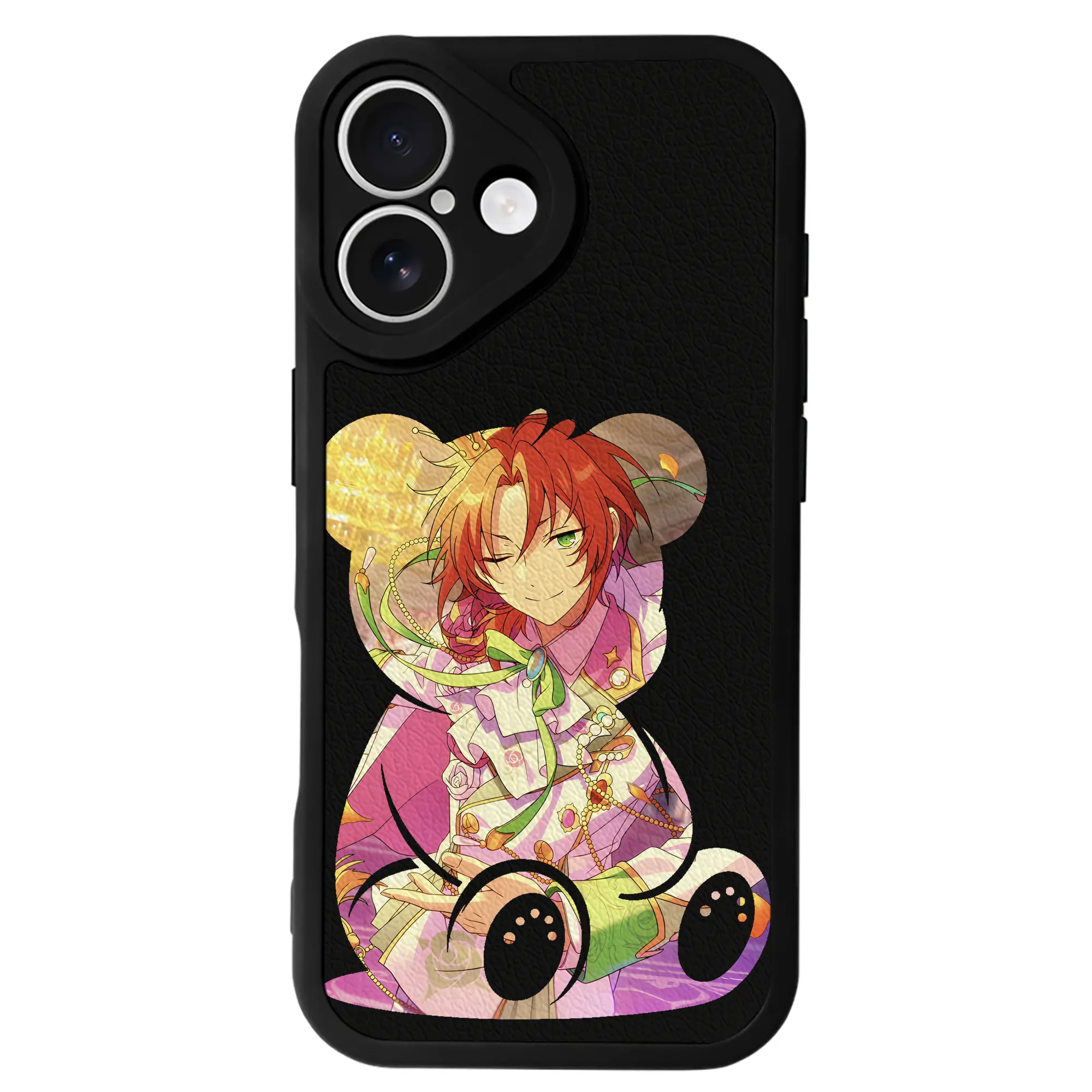 あんさん ぶる グッズ Knights 月永レオ - IPhone 16シリーズ対応 ・ シリコンスマホケース ・ レザー調 ・ 高精度フィット ・ 耐衝撃 ・ ワイヤレス充電対応 ・ 精密カット